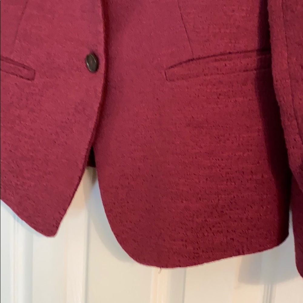 Loft 10 Red Textured No Collar Structured Blazer - image 4